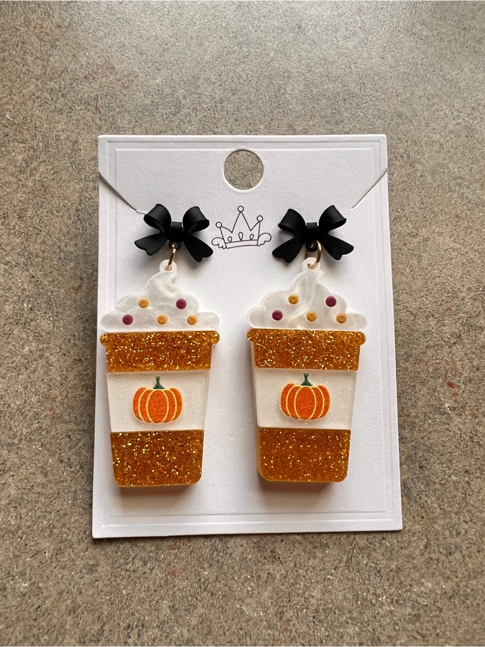 Pumpkin Spice Coffee Cup Earrings Black Bow Fallcore PSL Autumn Fall Vibes